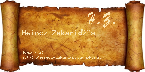 Heincz Zakariás névjegykártya